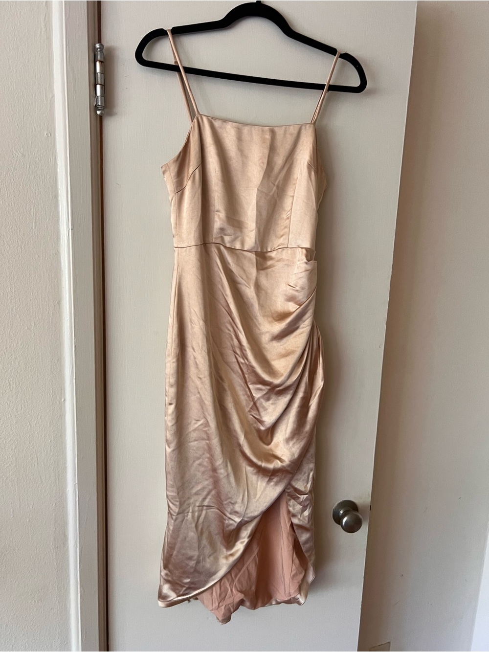 Elliatt Champagne Satin Midi Slip Dress